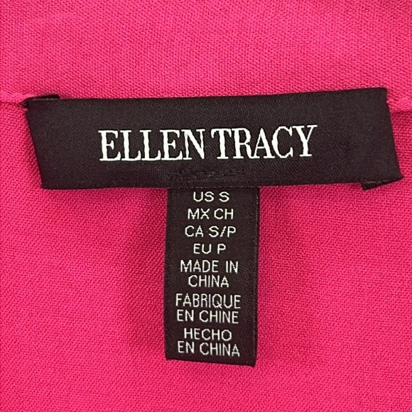 Ellen Tracy Women’s Blouse Top Sz S Pink Textured Polyester L/S Roll-Tabs EUC - Picture 2 of 9